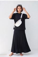 SF Maxi Foldover Black Skirt
