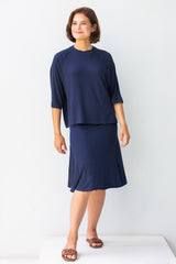 SF Foldover Navy Skirt