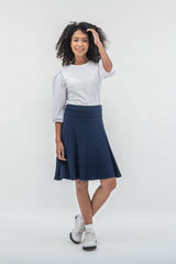 SF Foldover Black/ Navy Skirt - Sarah Feldman Modest Clothing