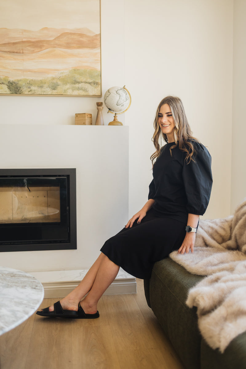 SF Foldover Black Skirt