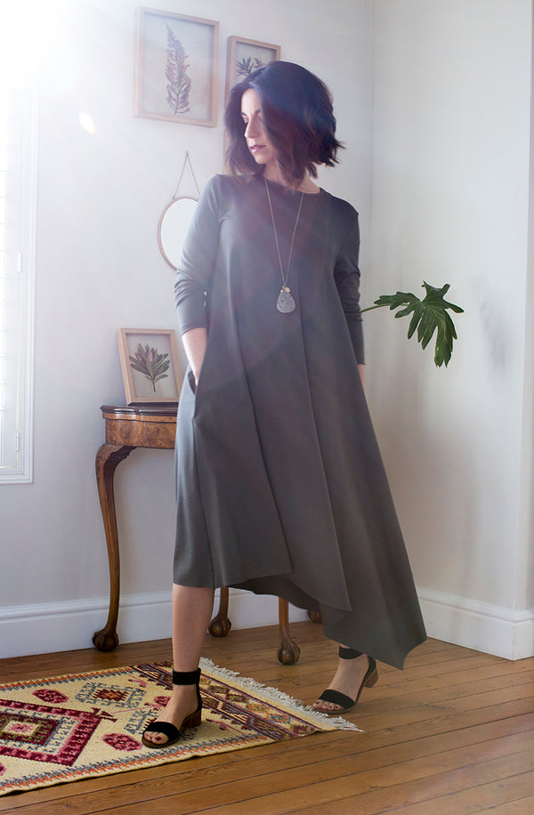 Tamar Fatigue Green Dress - Sarah Feldman Modest Clothing