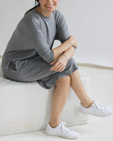 Yaffa Grey Melange Dress - Sarah Feldman Modest Clothing