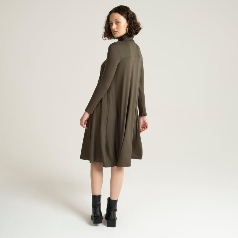 Laya Moss Green Polo Neck Dress - Sarah Feldman Modest Clothing