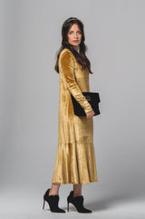 Yael Yellow Gold Dress - Sarah Feldman Modest Clothing