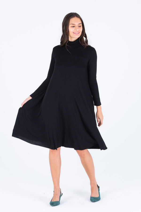 Laya Black Polo Neck Dress - Sarah Feldman Modest Clothing