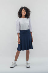 SF Foldover Black/ Navy Skirt - Sarah Feldman Modest Clothing