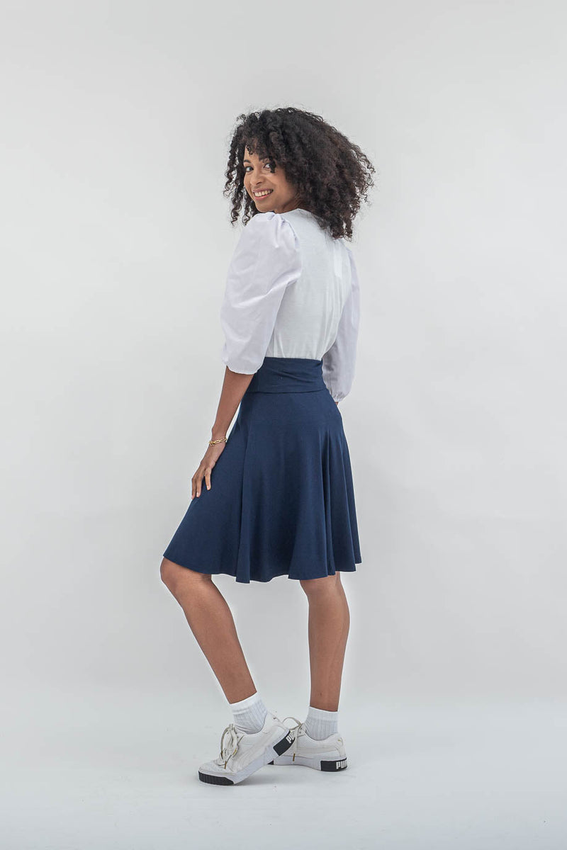 SF Foldover Black/ Navy Skirt - Sarah Feldman Modest Clothing